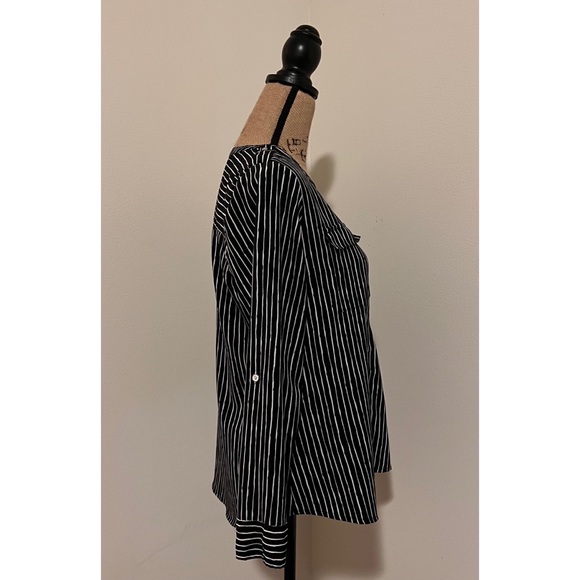 Croft & Barrow Long Sleeve Striped Button Down Blouse - Picture 5 of 9